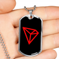 Tron (TRX Crypto Necklace Stainless Steel or 18k Gold Dog Tag 24" Chain-Express Your Love Gifts