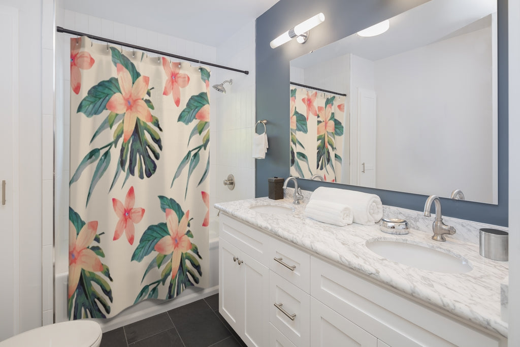 Tropical Flowers Stylish Design 71" x 74" Elegant Waterproof Shower Curtain for a Spa-like Bathroom Paradise Exceptional Craftsmanship-Express Your Love Gifts