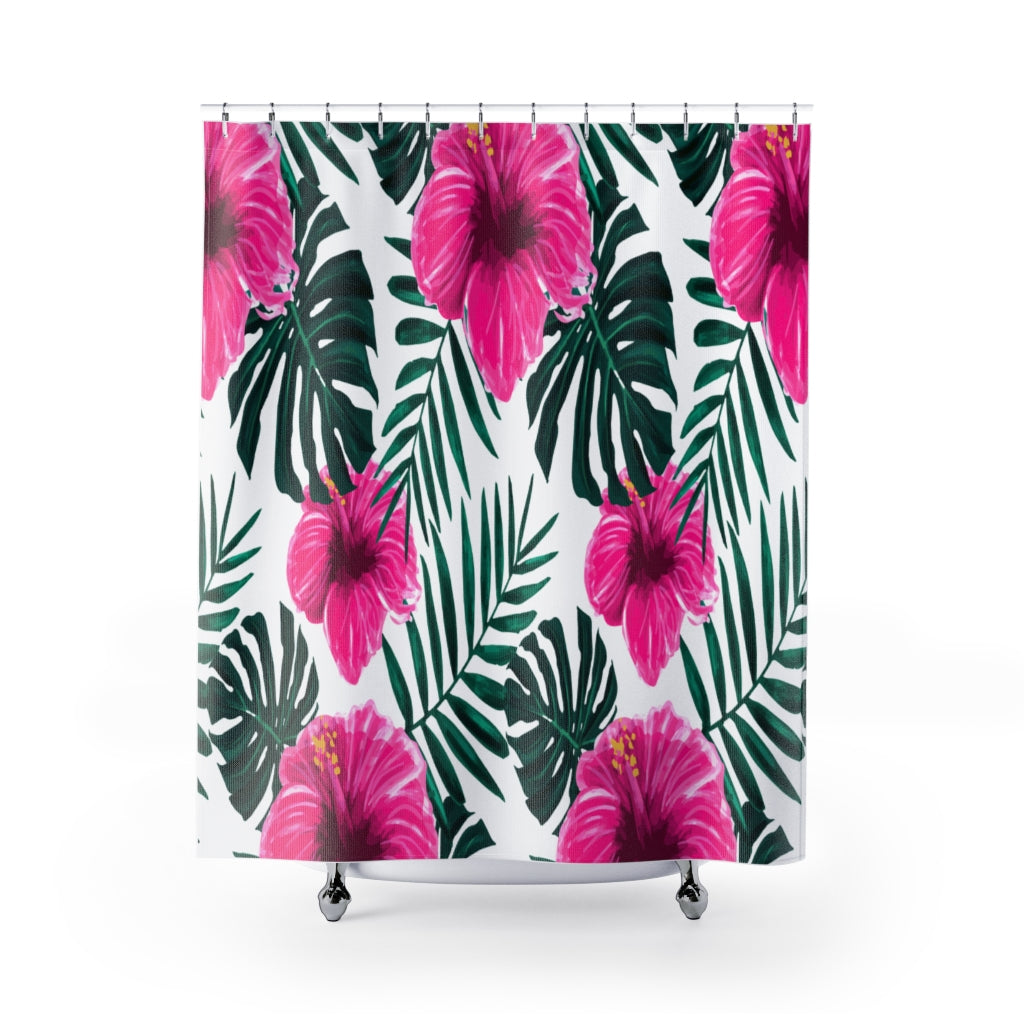 Tropical Hibiscus Flower Stylish Design 71" x 74" Elegant Waterproof Shower Curtain for a Spa-like Bathroom Paradise Exceptional Craftsmanship-Express Your Love Gifts