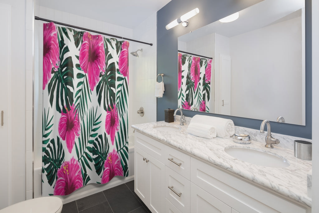 Tropical Hibiscus Flower Stylish Design 71" x 74" Elegant Waterproof Shower Curtain for a Spa-like Bathroom Paradise Exceptional Craftsmanship-Express Your Love Gifts