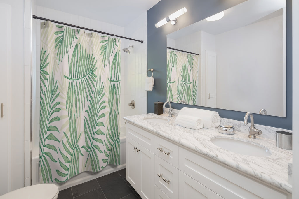 Tropical Palm Leaves Stylish Design 71" x 74" Elegant Waterproof Shower Curtain for a Spa-like Bathroom Paradise Exceptional Craftsmanship-Express Your Love Gifts