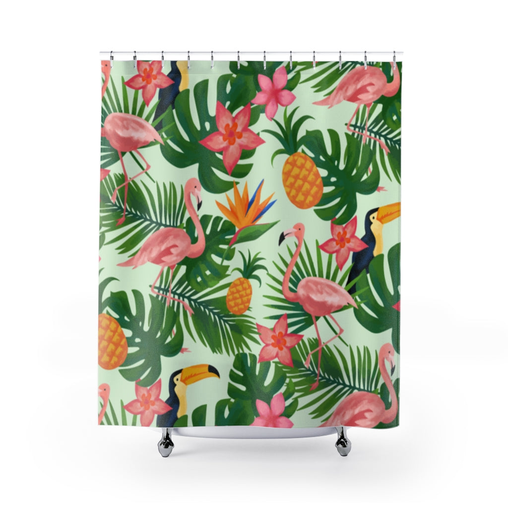 Tropical Palms and Birds Stylish Design 71" x 74" Elegant Waterproof Shower Curtain for a Spa-like Bathroom Paradise Exceptional Craftsmanship-Express Your Love Gifts