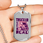 Trucker Babe On The Road Dog Tag Stainless Steel or 18k Gold 24" Chain-Express Your Love Gifts