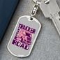Trucker Babe On The Road Swivel Keychain Dog Tag Stainless Steel or 18k Gold-Express Your Love Gifts