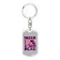 Trucker Babe On The Road Swivel Keychain Dog Tag Stainless Steel or 18k Gold-Express Your Love Gifts