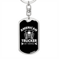 Trucker By Choice Swivel Keychain Dog Tag Stainless Steel or 18k Gold-Express Your Love Gifts