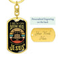 Trucker Caffeine Diesel Jesus Keychain Stainless Steel or 18k Gold Dog Tag-Express Your Love Gifts