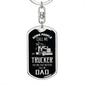 Trucker Dad Dog Tag Pendant Keychain Stainless Steel or 18k Gold-Express Your Love Gifts