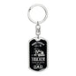 Trucker Dad Dog Tag Pendant Keychain Stainless Steel or 18k Gold-Express Your Love Gifts