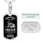 Trucker Dad Dog Tag Pendant Keychain Stainless Steel or 18k Gold-Express Your Love Gifts
