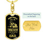 Trucker Dad Dog Tag Pendant Keychain Stainless Steel or 18k Gold-Express Your Love Gifts