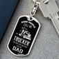 Trucker Dad Dog Tag Pendant Keychain Stainless Steel or 18k Gold-Express Your Love Gifts