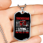 Trucker Dad Living Between The Lines Dog Tag Stainless Steel or 18k Gold 24" Chain-Express Your Love Gifts