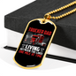 Trucker Dad Living Between The Lines Dog Tag Stainless Steel or 18k Gold 24" Chain-Express Your Love Gifts
