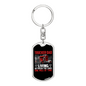 Trucker Dad Living Between The Lines Swivel Keychain Dog Tag Stainless Steel or 18k Gold-Express Your Love Gifts