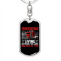 Trucker Dad Living Between The Lines Swivel Keychain Dog Tag Stainless Steel or 18k Gold-Express Your Love Gifts