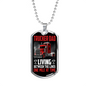 Trucker Dad Red Dog Tag Stainless Steel or 18k Gold 24" Chain-Express Your Love Gifts