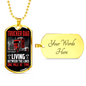 Trucker Dad Red Dog Tag Stainless Steel or 18k Gold 24" Chain-Express Your Love Gifts
