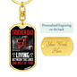 Trucker Dad Red Swivel Keychain Dog Tag Stainless Steel or 18k Gold-Express Your Love Gifts