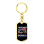 Trucker Daddy & Husband Swivel Keychain Dog Tag Stainless Steel or 18k Gold-Express Your Love Gifts