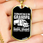 Trucker Grandpa Dog Tag Stainless Steel or 18k Gold 24" Chain-Express Your Love Gifts