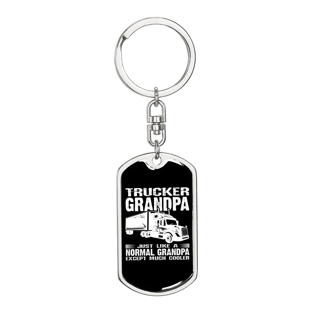Trucker Grandpa Wivel Keychain Dog Tag Stainless Steel or 18k Gold-Express Your Love Gifts