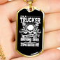 Trucker Person With Driving Skill Dog Tag Stainless Steel or 18k Gold W 24"-Express Your Love Gifts