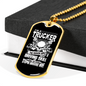 Trucker Person With Driving Skill Dog Tag Stainless Steel or 18k Gold W 24"-Express Your Love Gifts