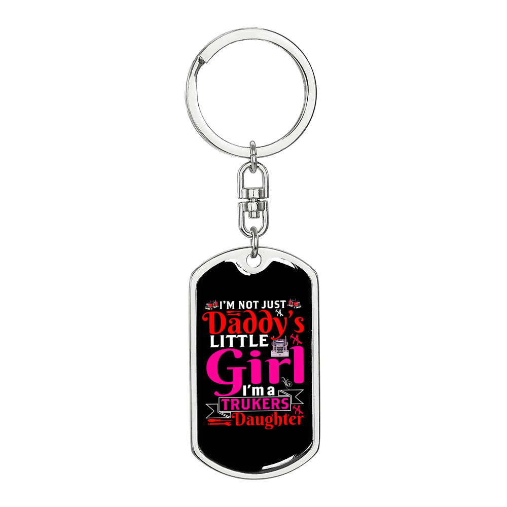 Trucker'S Daughter Swivel Keychain Dog Tag Stainless Steel or 18k Gold-Express Your Love Gifts