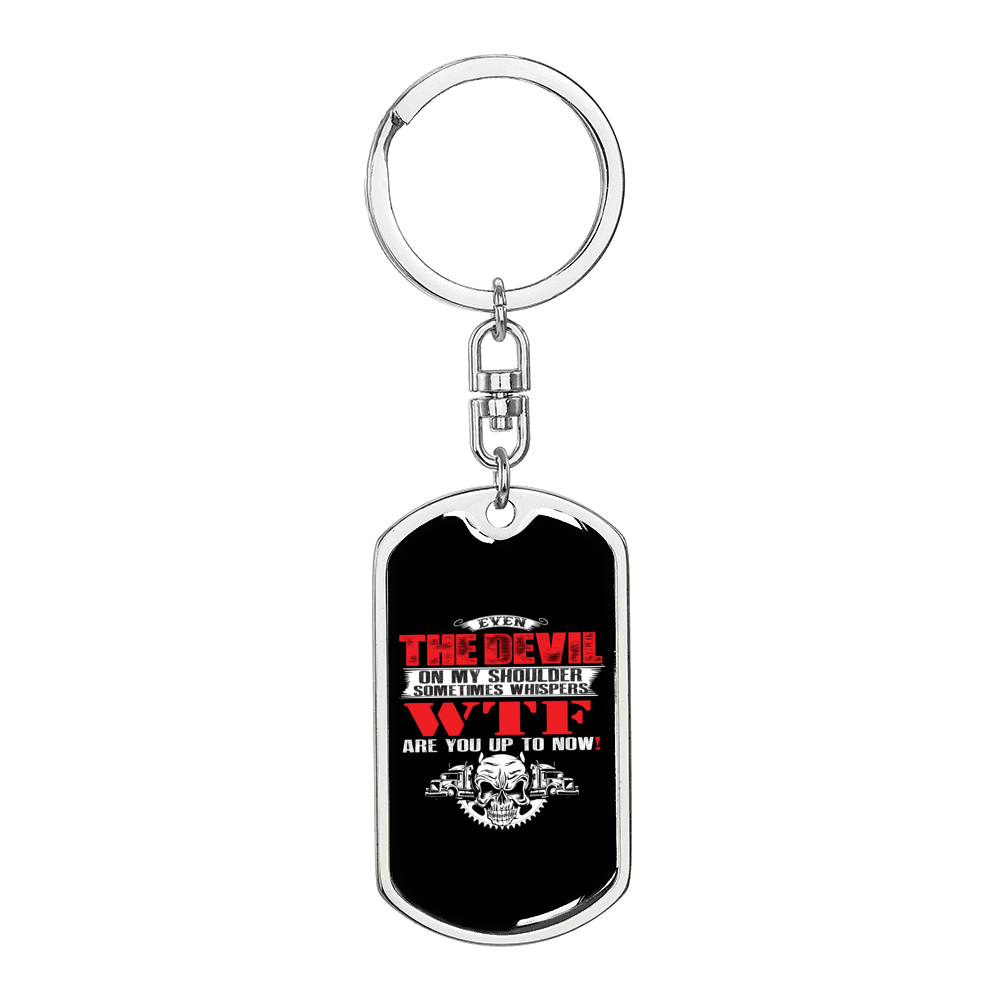 Trucker Shoulder Swivel Keychain Dog Tag Stainless Steel or 18k Gold-Express Your Love Gifts