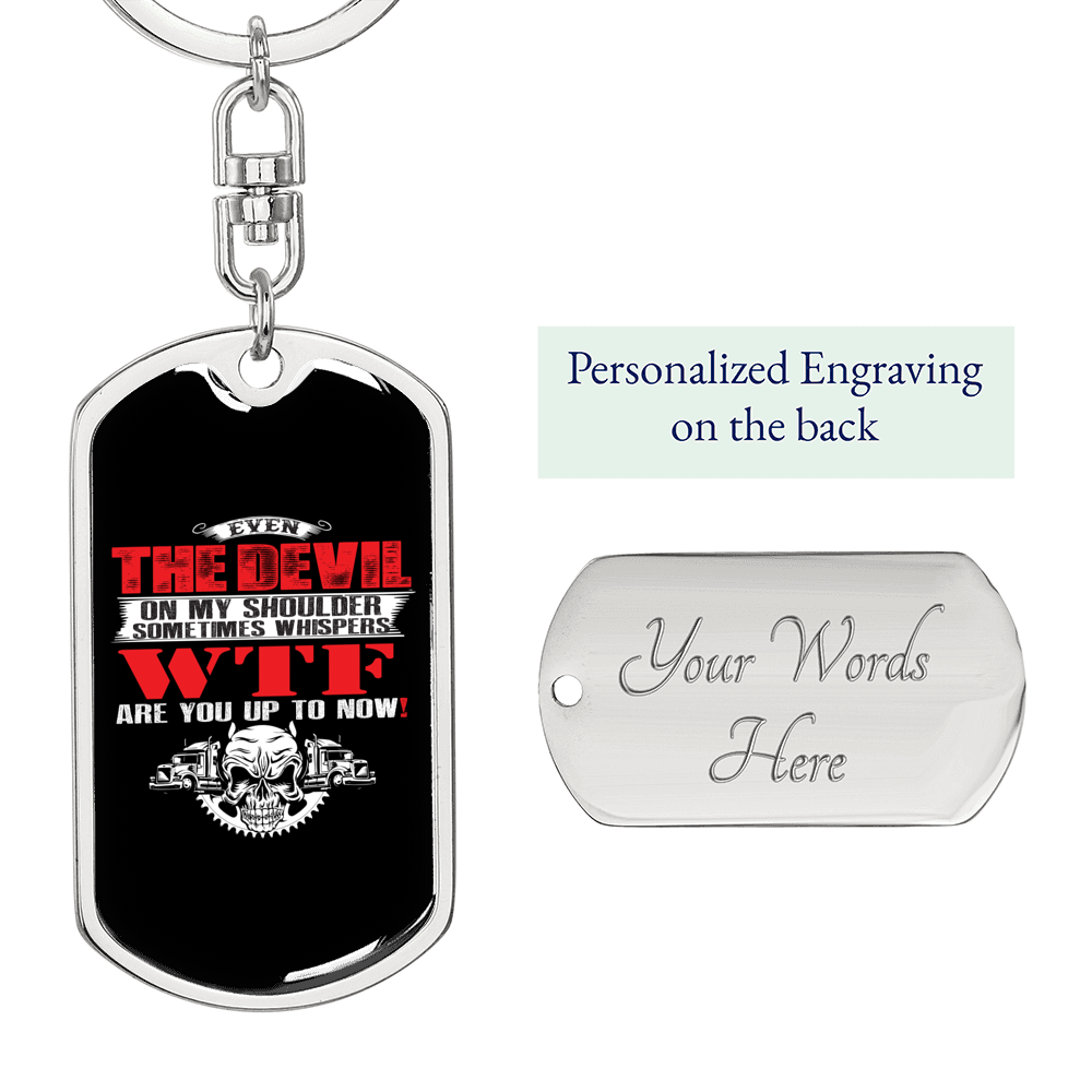 Trucker Shoulder Swivel Keychain Dog Tag Stainless Steel or 18k Gold-Express Your Love Gifts
