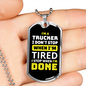 Truckers Don'T Stop Dog Tag Stainless Steel or 18k Gold 24" Chain-Express Your Love Gifts