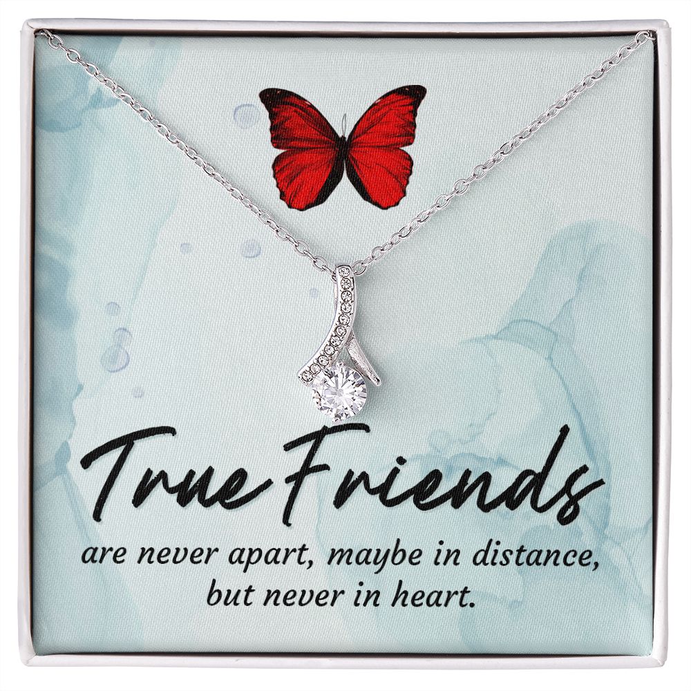 True Friends Alluring Ribbon Necklace Message Card-Express Your Love Gifts