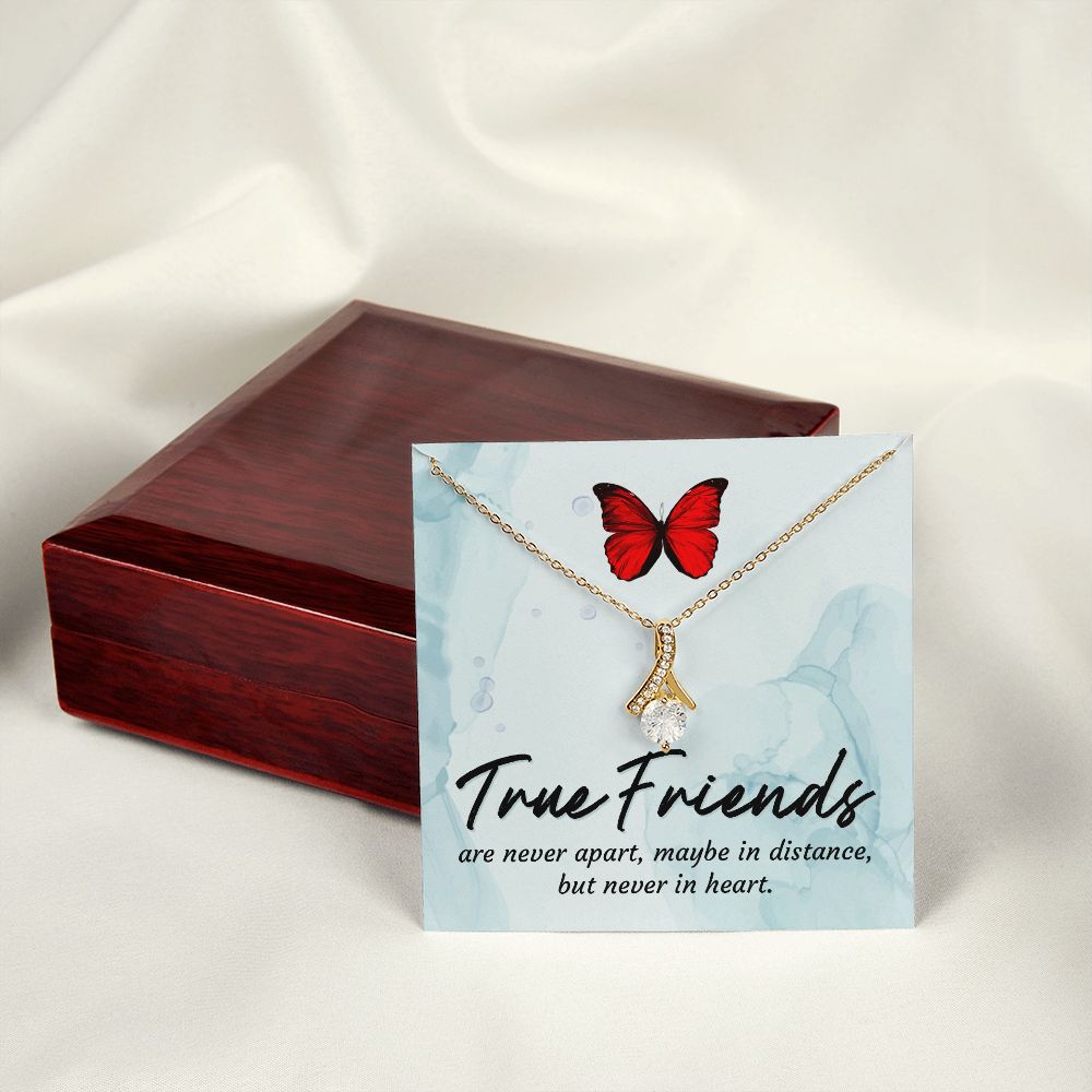 True Friends Alluring Ribbon Necklace Message Card-Express Your Love Gifts