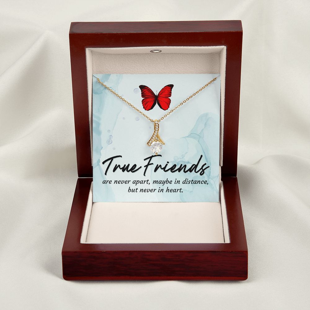 True Friends Alluring Ribbon Necklace Message Card-Express Your Love Gifts