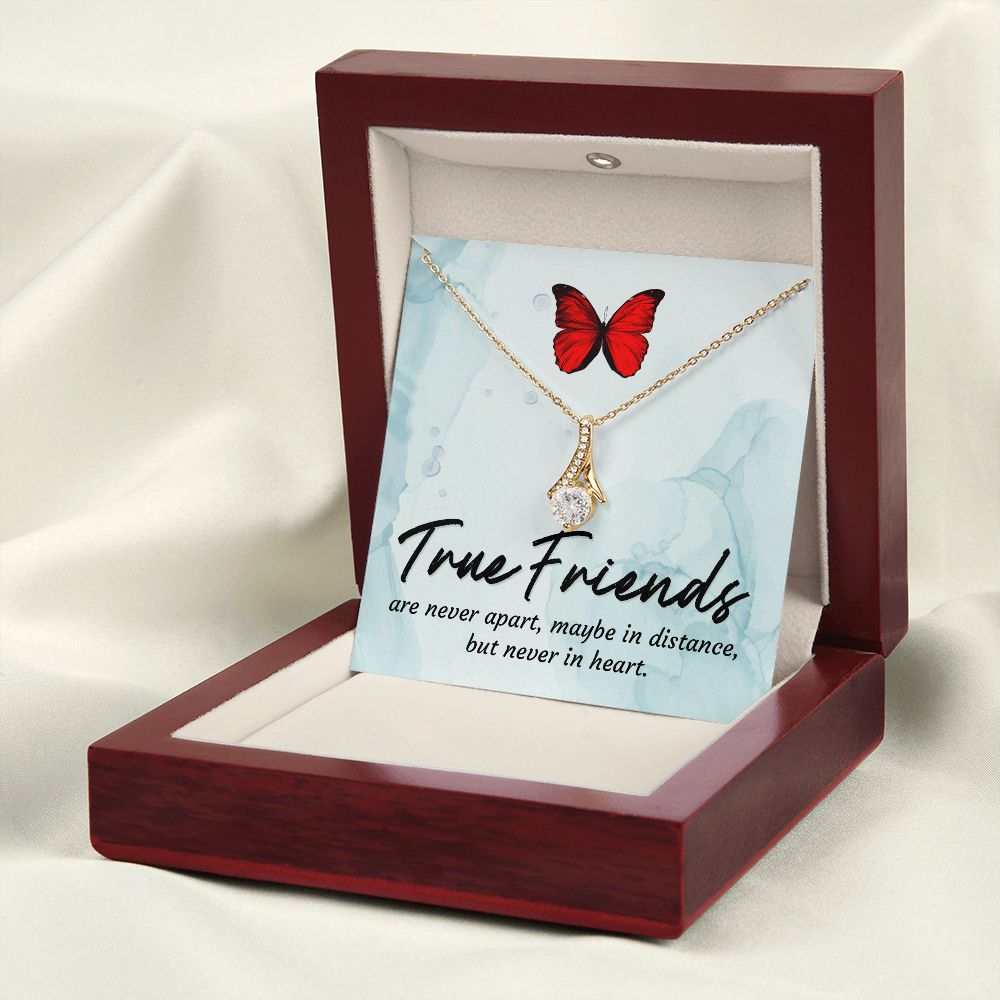 True Friends Alluring Ribbon Necklace Message Card-Express Your Love Gifts
