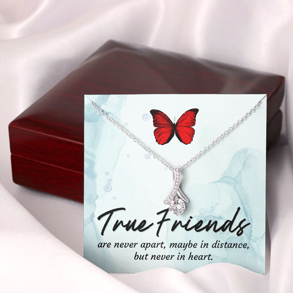 True Friends Alluring Ribbon Necklace Message Card-Express Your Love Gifts