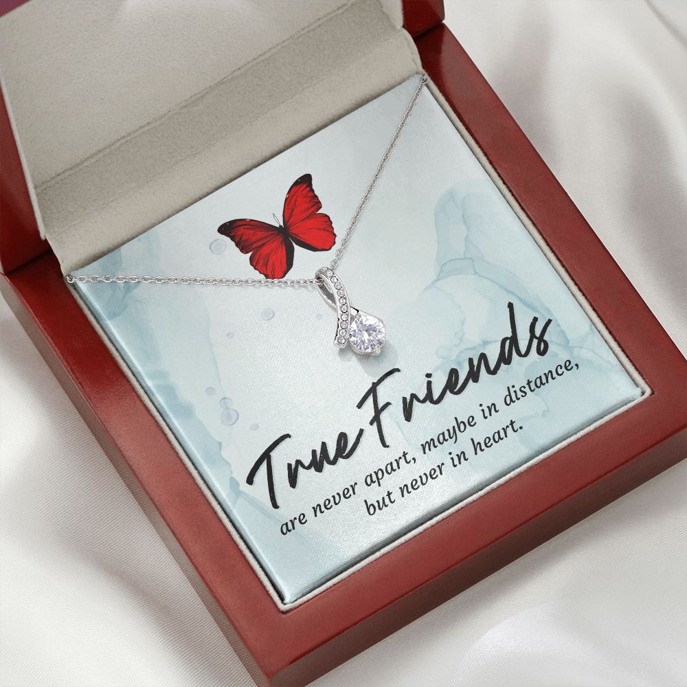 True Friends Alluring Ribbon Necklace Message Card-Express Your Love Gifts