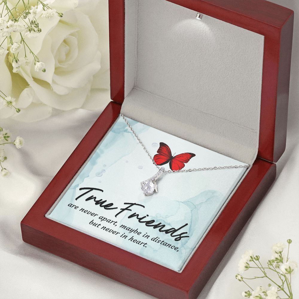 True Friends Alluring Ribbon Necklace Message Card-Express Your Love Gifts