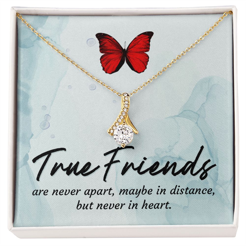 True Friends Alluring Ribbon Necklace Message Card-Express Your Love Gifts