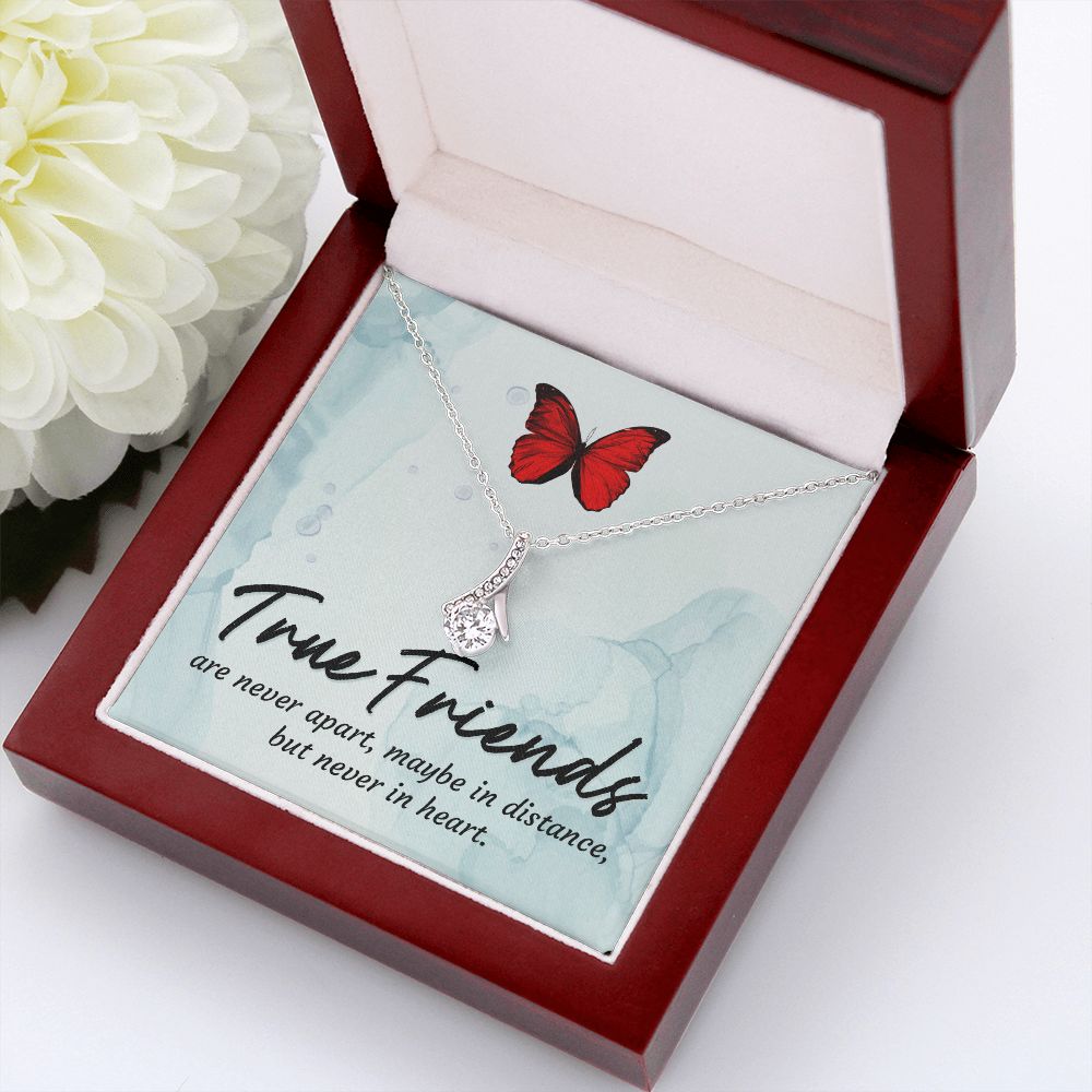 True Friends Alluring Ribbon Necklace Message Card-Express Your Love Gifts