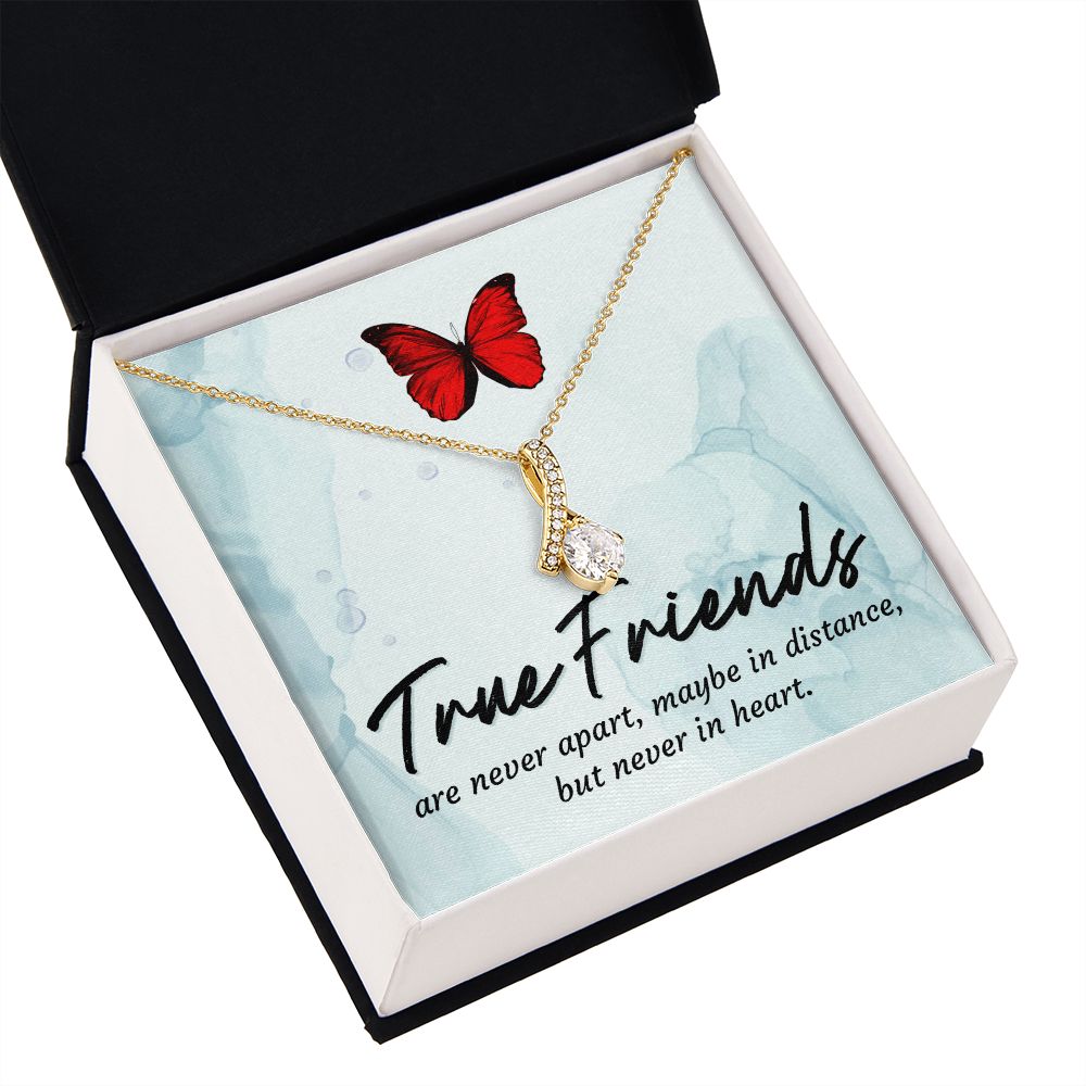 True Friends Alluring Ribbon Necklace Message Card-Express Your Love Gifts