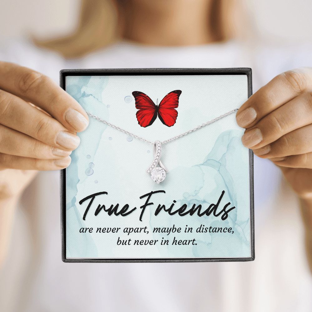 True Friends Alluring Ribbon Necklace Message Card-Express Your Love Gifts