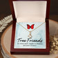 True Friends Alluring Ribbon Necklace Message Card-Express Your Love Gifts