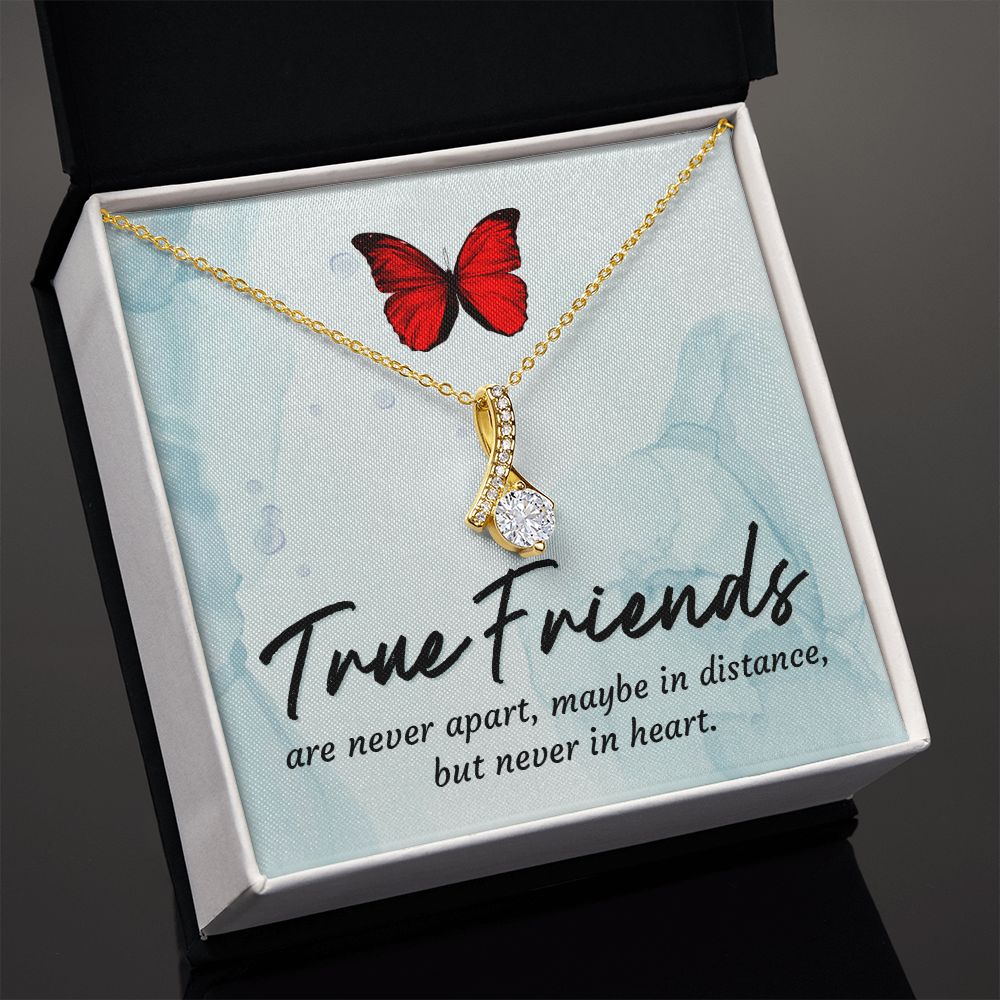 True Friends Alluring Ribbon Necklace Message Card-Express Your Love Gifts