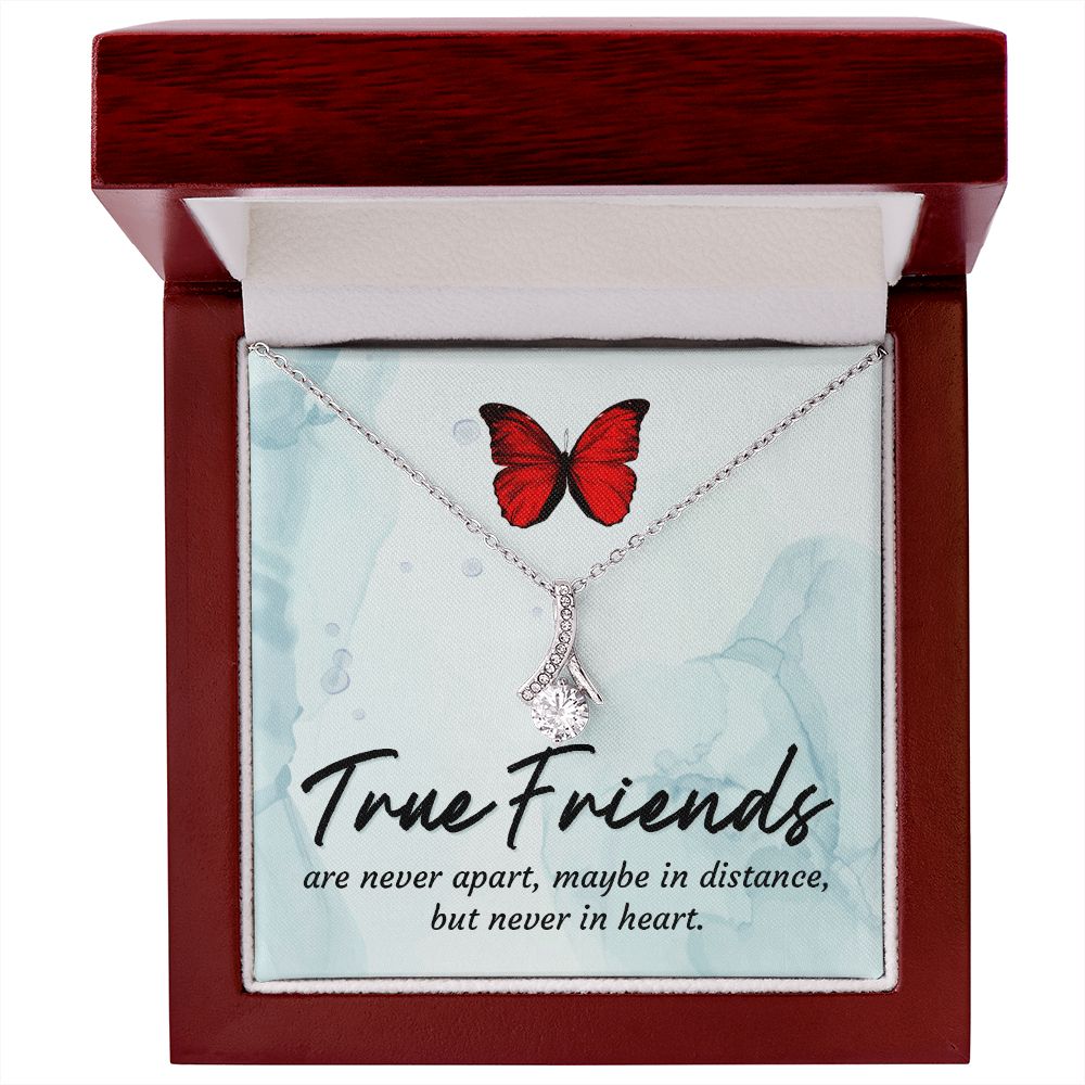 True Friends Alluring Ribbon Necklace Message Card-Express Your Love Gifts