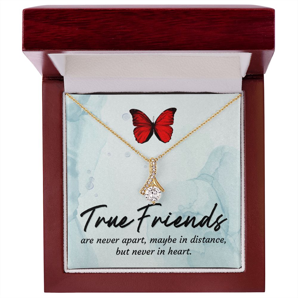 True Friends Alluring Ribbon Necklace Message Card-Express Your Love Gifts