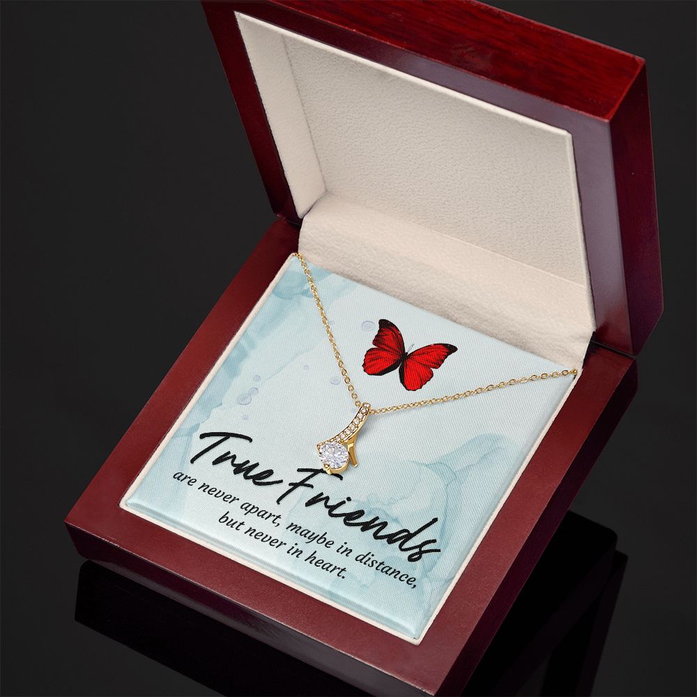 True Friends Alluring Ribbon Necklace Message Card-Express Your Love Gifts