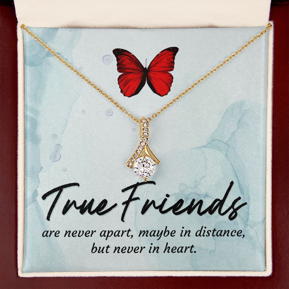 True Friends Alluring Ribbon Necklace Message Card-Express Your Love Gifts