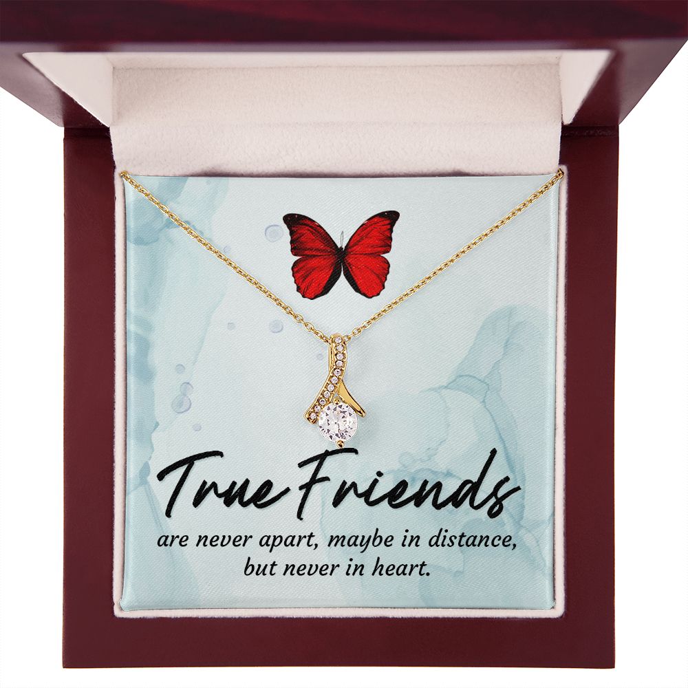 True Friends Alluring Ribbon Necklace Message Card-Express Your Love Gifts